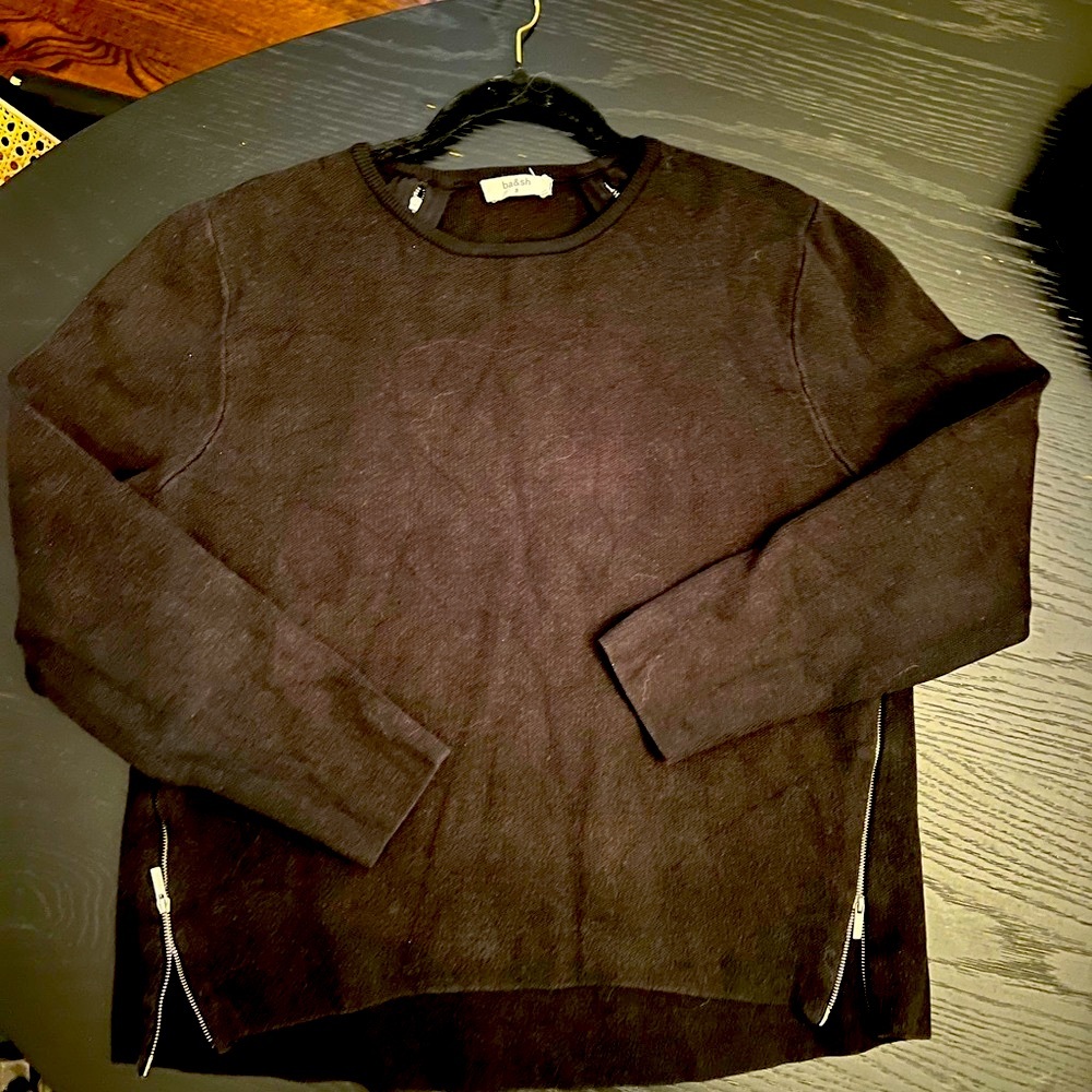 BA&SH Black Sweater with Zipper Accents